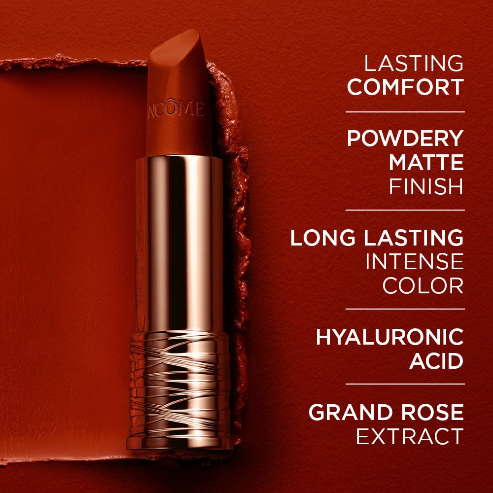 L'Absolu Rouge Drama Matte Lipstick（菁纯幻影哑光唇膏）优点包括持久舒适度和鲜艳色彩